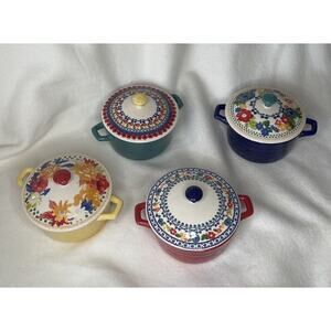pioneer woman SET OF 4 SMALL INDIVIDUAL BAKEWARE WITH LIDS/COVERS bakeware set